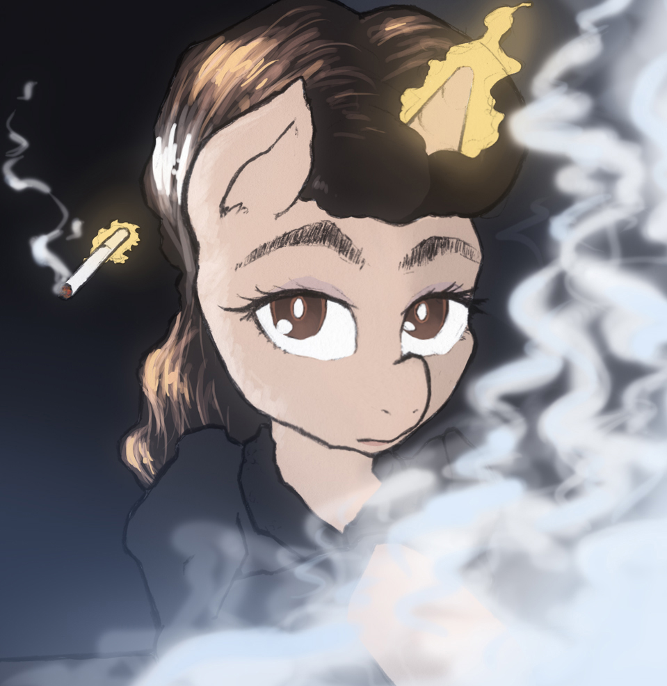 blade_runner brown_eyes cigarette equine female friendship_is_magic horse looking_at_viewer mammal my_little_pony pony rachael_(blade_runner) replicant smoke solo telekinesis