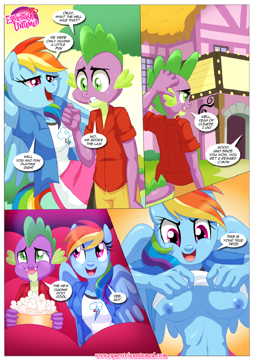 anthro bbmbbf big_breasts breasts clothing equestria_untamed equine friendship_is_magic mammal my_little_pony palcomix pegasus public rainbow_dash_(mlp) spike_(mlp) undressing wings