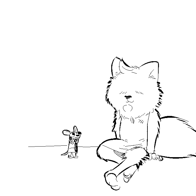 2016 :3 anthro black_and_white canine clothed clothing crossed_legs disney duo fox male mammal monochrome mouse poof replytoanons rodent simple_background sitting white_background zootopia