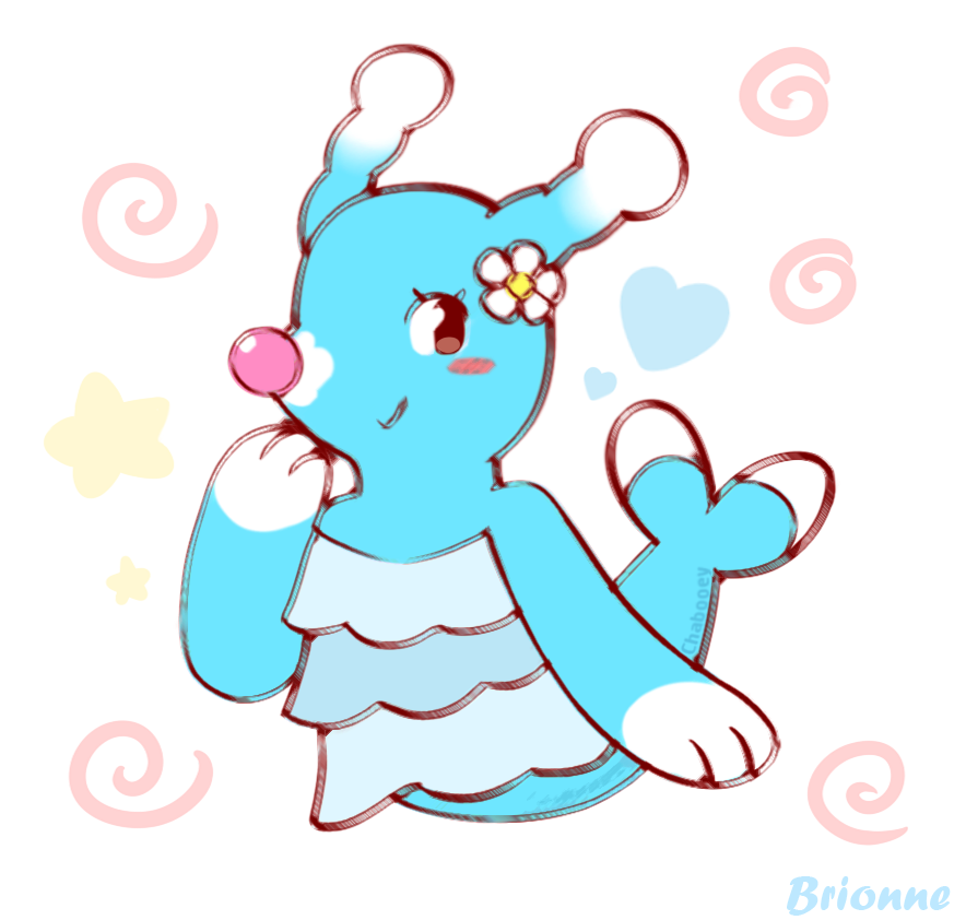 better_version_at_source black_eyes blush brionne chabooey cute female flower looking_away mammal marine nintendo pinniped plant pok&eacute;mon seal simple_background smile swirl video_games white_background