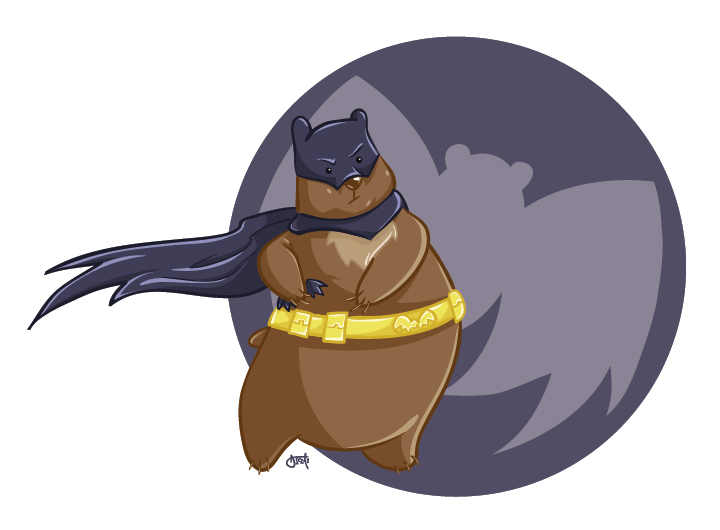 2012 amanda_chronister anthro batman batman_(series) bear belt brown_fur cape clothing cosplay cowl digital_media_(artwork) featureless_crotch fur humor male mammal solo symbol