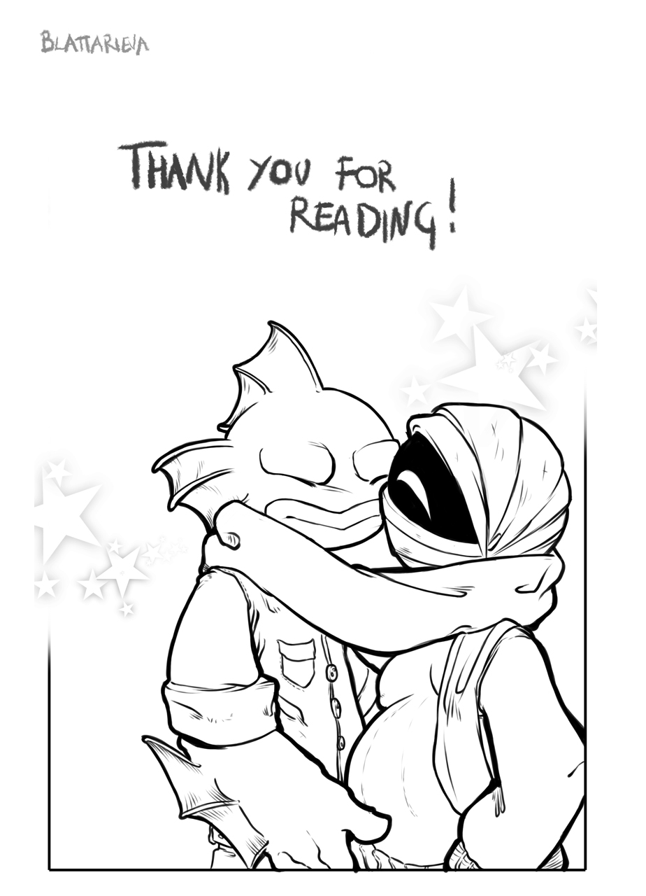 anthro blattarieva breasts clothed clothing comic english_text eyes_closed female fish_(nuclear_throne) greyscale hug male male/female marine monochrome nipples nuclear_throne pregnant rebel_(nuclear_throne) romantic_couple scalie signature standing text topless