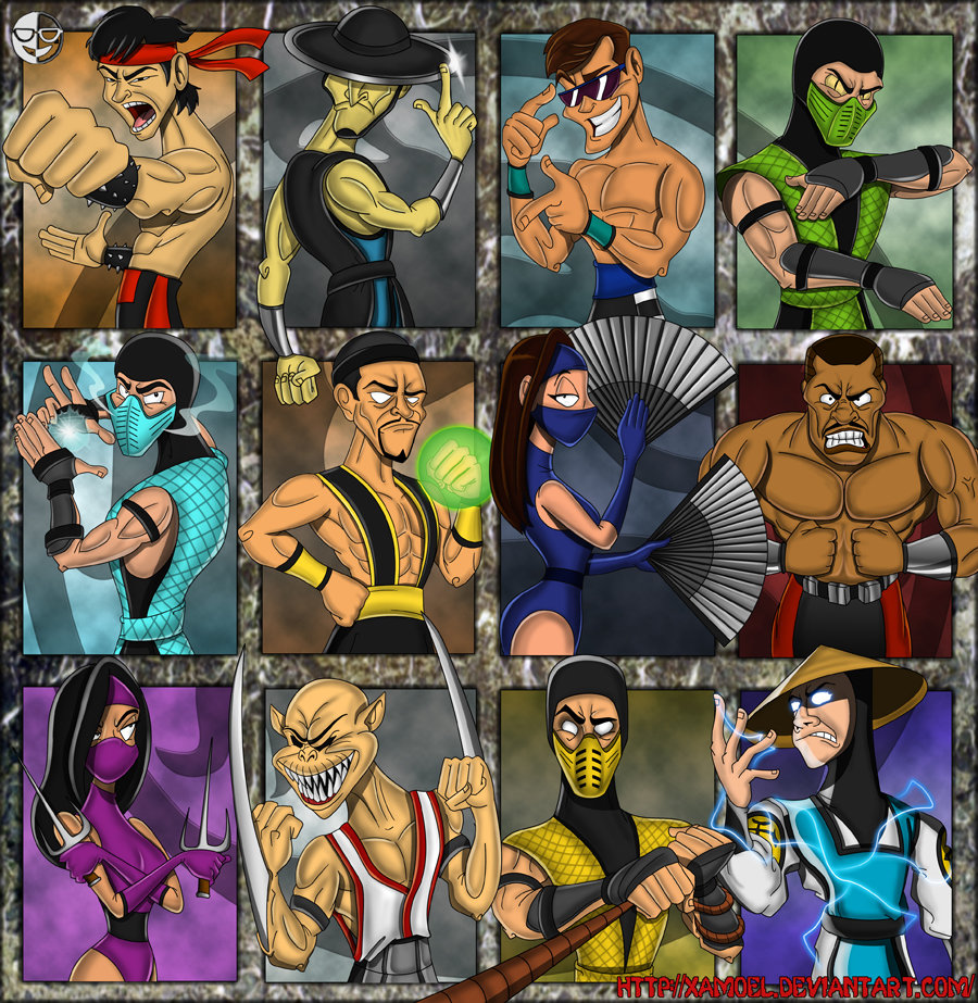 2girls 6+boys baraka_(mortal_kombat) jackson_briggs johnny_cage kitana kung_lao liu_kang mask mileena mortal_kombat multiple_boys multiple_girls raiden_(mortal_kombat) reptile_(mortal_kombat) sai_(weapon) scorpion_(mortal_kombat) shang_tsung sub-zero weapon