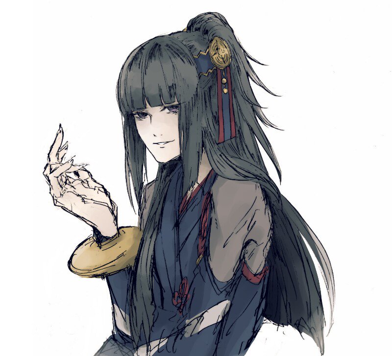 black_hair bracelet fire_emblem fire_emblem_if hotate_rayan jewelry long_hair looking_at_viewer ponytail protected_link solo syalla_(fire_emblem_if)