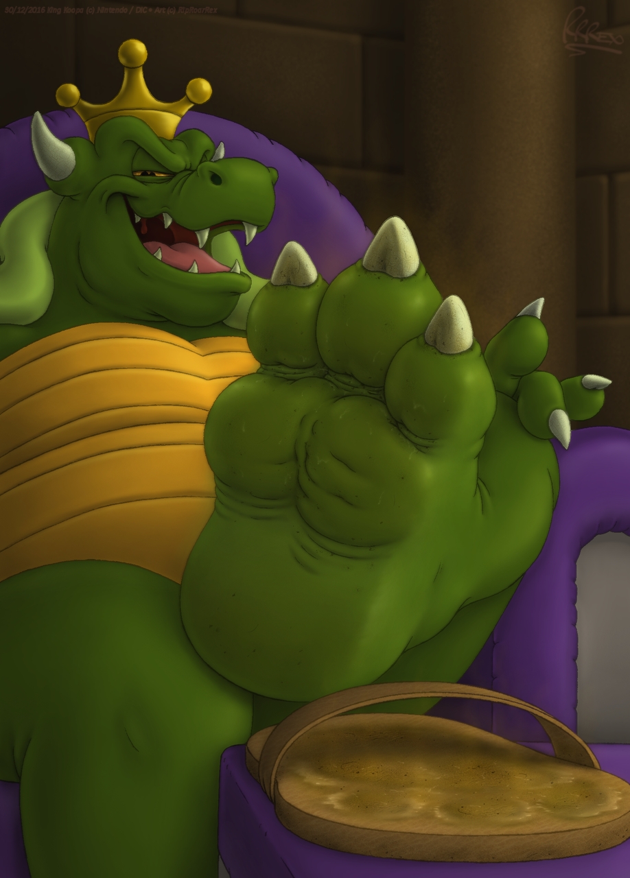 2016 3_toes anthro barefoot belly castle chair claws clothing digital_media_(artwork) dirty_feet enforced_sniffing feet footwear grin king_koopa koopa lizard male mario_bros meaty musk naughty_face nintendo nude overweight plantigrade reptile riproarrex sandal scalie shaded sitting smell smelly smelly_feet soles solo sweat throne toe_claws toes toony video_games