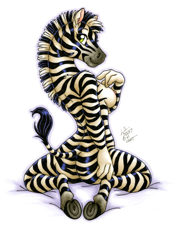 2017 anthro breasts equine female green_eyes looking_back mammal michele_light nipples nude simple_background solo white_background zebra