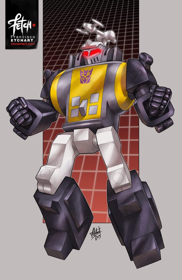 bombshell dated decepticon deviantart_username franciscoetchart full_body glowing glowing_eyes insignia mecha red_eyes robot science_fiction signature transformers