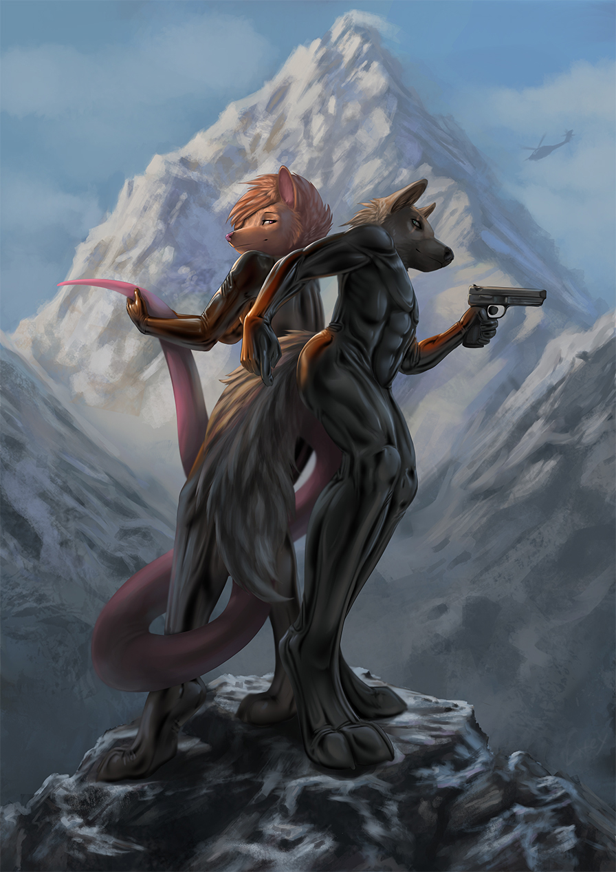 anthro canine clothing latex_(artist) male mammal rat rodent rubber suit wolf