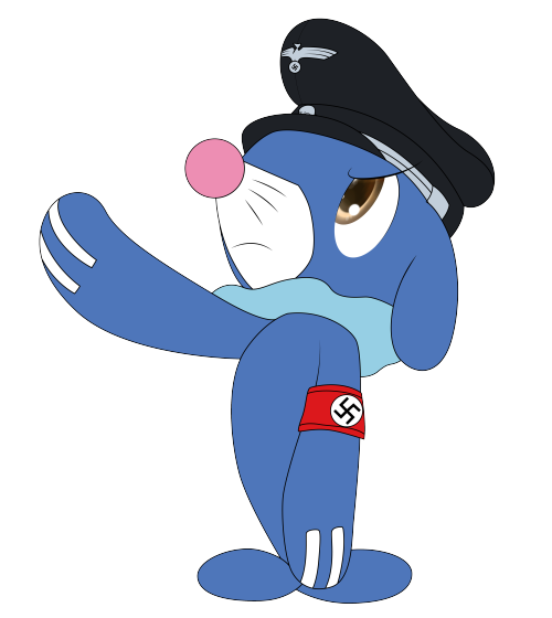 an-m_(artist) armband biped hat heil mammal nintendo pok&eacute;mon pokemon_moon pokemon_sun popplio schutzstaffel sealion siegheil swastika video_games