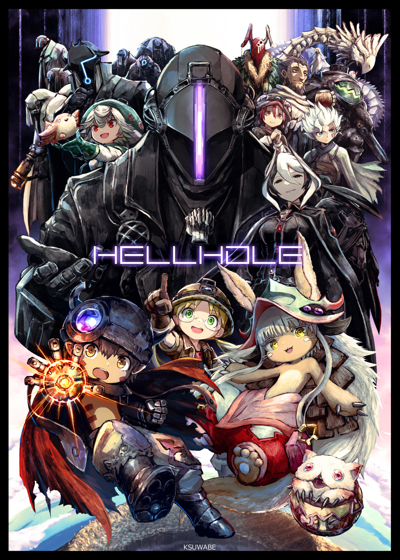 2others 5girls 6+boys :3 androgynous animal_ears aquiline_nose arm_cannon armored_boots artist_name ascot asymmetrical_bangs bags_under_eyes beard belafu belafu_(human) black_ascot black_cape black_coat black_eyes black_gloves black_hair black_suit blonde_hair body_fur bondrewd boots bright_pupils brown_eyes brown_fur brown_gloves brown_hair brown_headwear burn_scar cape capelet character_request check_character child claws closed_mouth clothing_request coat collared_cloak covered_face creature dark-skinned_female dark_skin ears_through_headwear english_text everyone facial_hair facial_mark fake_horns fangs faputa firing firing_at_viewer full_body furry furry_other glasses gloves green_eyes green_gloves green_hair green_headwear green_necktie grey_cape gueira_(made_in_abyss) hair_between_eyes hair_slicked_back hat headlamp helm helmet holding holding_creature hollow_eyes horizontal_pupils horned_helmet horns jacket k-suwabe long_hair long_sleeves looking_at_another looking_at_viewer maaa made_in_abyss masked mechanical_arms meinya_(made_in_abyss) midair mining_helmet mitty_(made_in_abyss) monster monster_girl multicolored_hair multicolored_pants multiple_boys multiple_girls multiple_others nanachi_(made_in_abyss) narehate necktie open_mouth overcoat ozen pants parted_lips pointing pointing_forward prushka puffy_pants purple_fur red_eyes regu_(made_in_abyss) riko_(made_in_abyss) round_eyewear scar scar_on_face semi-rimless_eyewear short_hair smile smug streaked_hair suit tail teeth topless twintails two-tone_hair upper_body v-shaped_eyebrows vueko wazukyan wazukyan_(human) weapon whiskers whistle whistle_around_neck white_fur white_hair white_pupils yellow_eyes