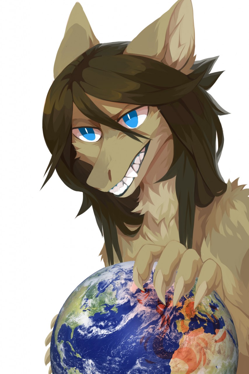 anthro blue_eyes brown_hair claws corzh77 dragon earth fangs female finger_claws fur furred_dragon grin hair hi_res inner_ear_fluff neck_tuft planet shoulder_tuft simple_background smile solo tan_body tan_claws tan_ears tan_fur tan_inner_ear_fluff teeth tuft white_background