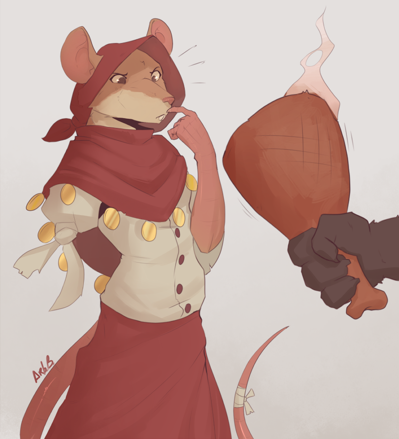 amputee arbuzbudesh clothed clothing female focus food hood hopper_(tnt) mammal rat red_clothes rodent simple_background solo tooth_and_tail