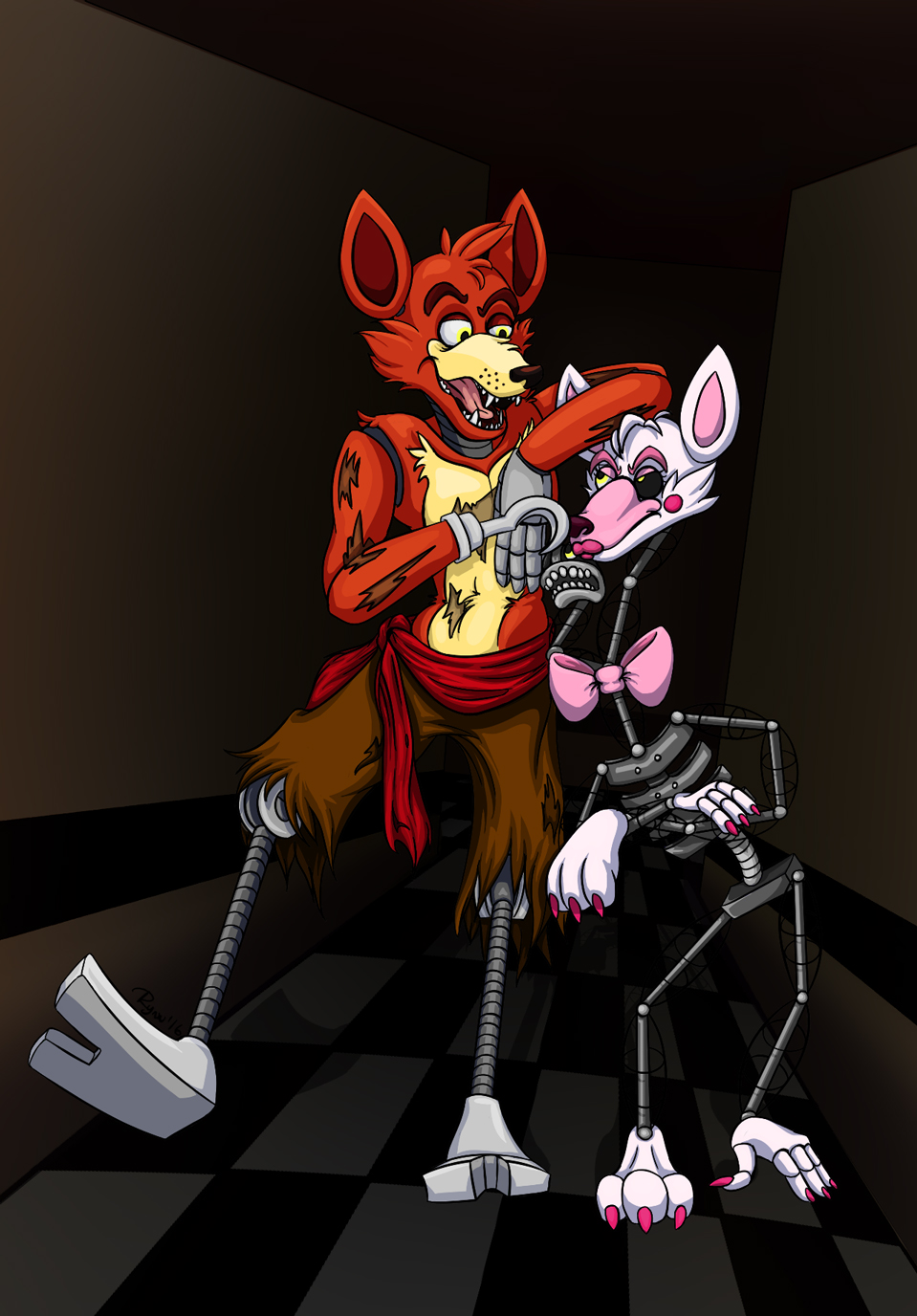 animatronic canine five_nights_at_freddy's five_nights_at_freddy's_2 fox foxy_(fnaf) keytarbeatz machine mammal mangle_(fnaf) robot video_games
