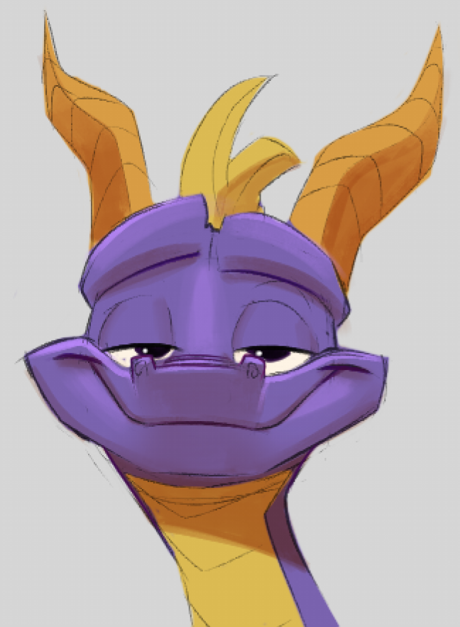 2024 activision belly dragon feral horn looking_at_viewer male multicolored_body purple_body reptile scalie sketch smile smug smug_expression smug_eyes smug_face smug_grin solo solo_focus spyro spyro_reignited_trilogy spyro_the_dragon tagme thehumancopier two_tone_body yellow_belly