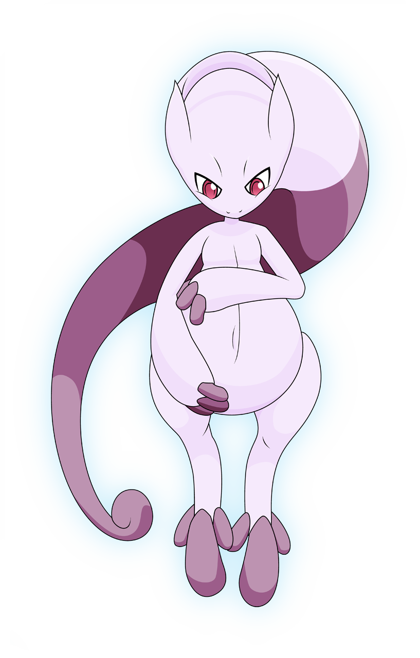 belly big_belly feline female glowing hands_on_belly holding_belly legendary_pok&eacute;mon mammal mega_evolution mega_metwo_y mega_mewtwo mega_mewtwo_y mewtwo nintendo pok&eacute;mon pregnant red_eyes video_games xniclord789x