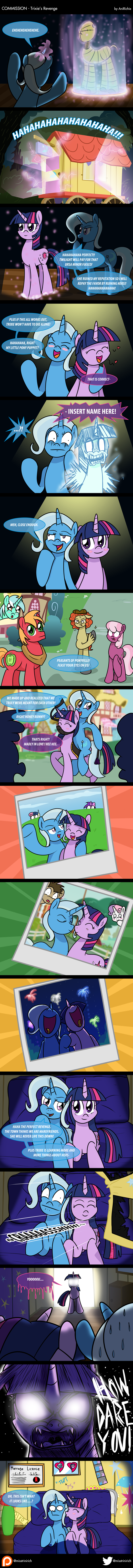 2016 absurd_res anirichie bed big_macintosh_(mlp) blue_fur cheerilee_(mlp) comic cutie_mark dialogue english_text equine female feral friendship_is_magic fur group hair hi_res horn kissing lyra_heartstrings_(mlp) magic mammal multicolored_hair my_little_pony photo ponyville purple_eyes purple_fur purple_hair sweetie_belle_(mlp) text trixie_(mlp) twilight_sparkle_(mlp) unicorn wagon