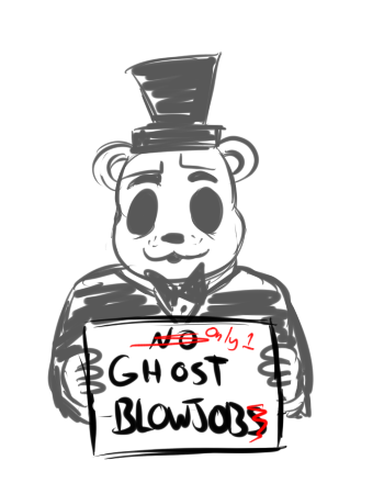 2015 animatronic anthro bear bow_tie english_text five_nights_at_freddy's golden_freddy_(fnaf) hat inkyfrog looking_at_viewer machine male mammal restricted_palette robot sign simple_background solo text top_hat video_games white_background
