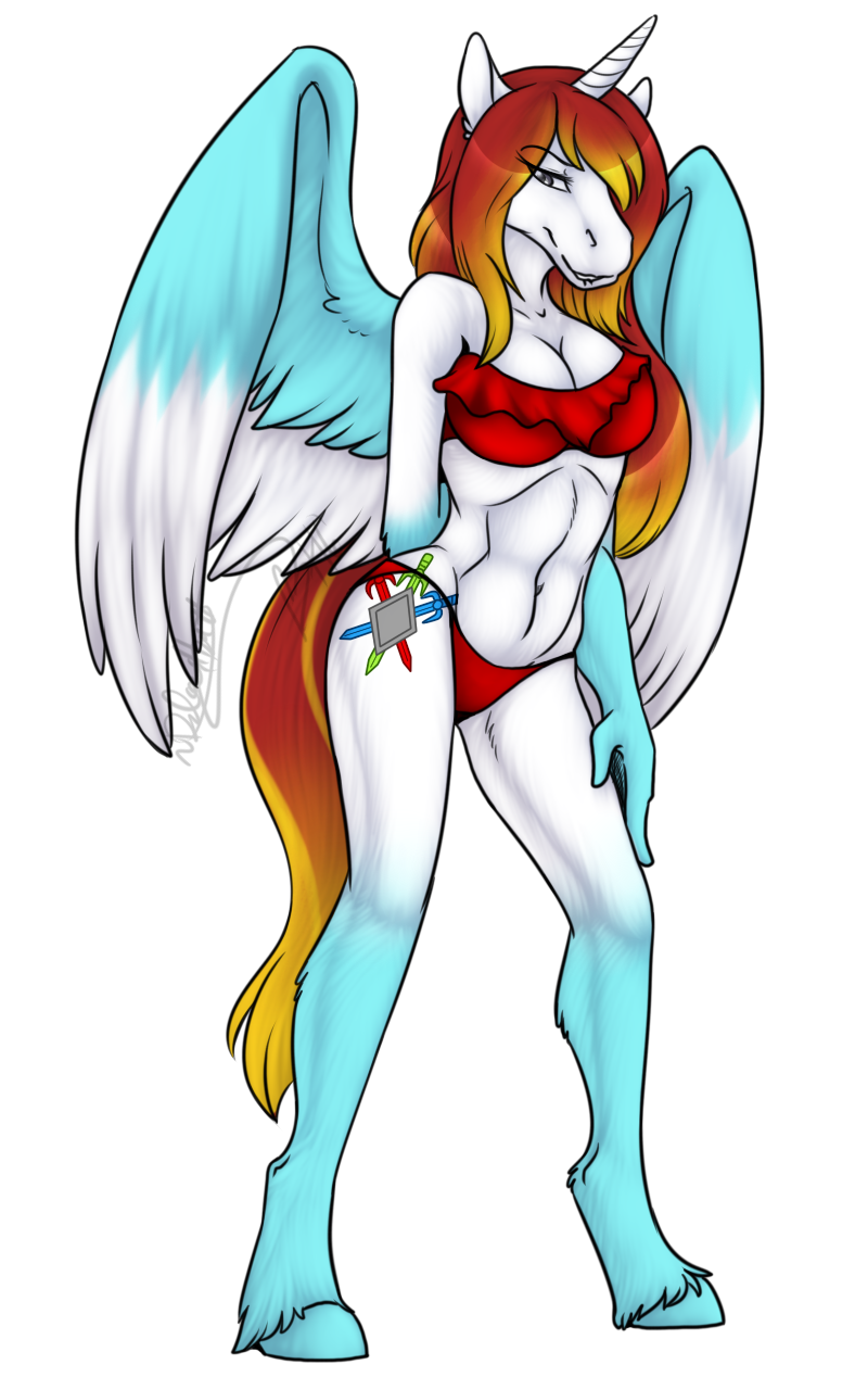 beach bikini clothing equine female for horn horse invalid_tag mammal ready seaside solo swimsuit winged_unicorn wings