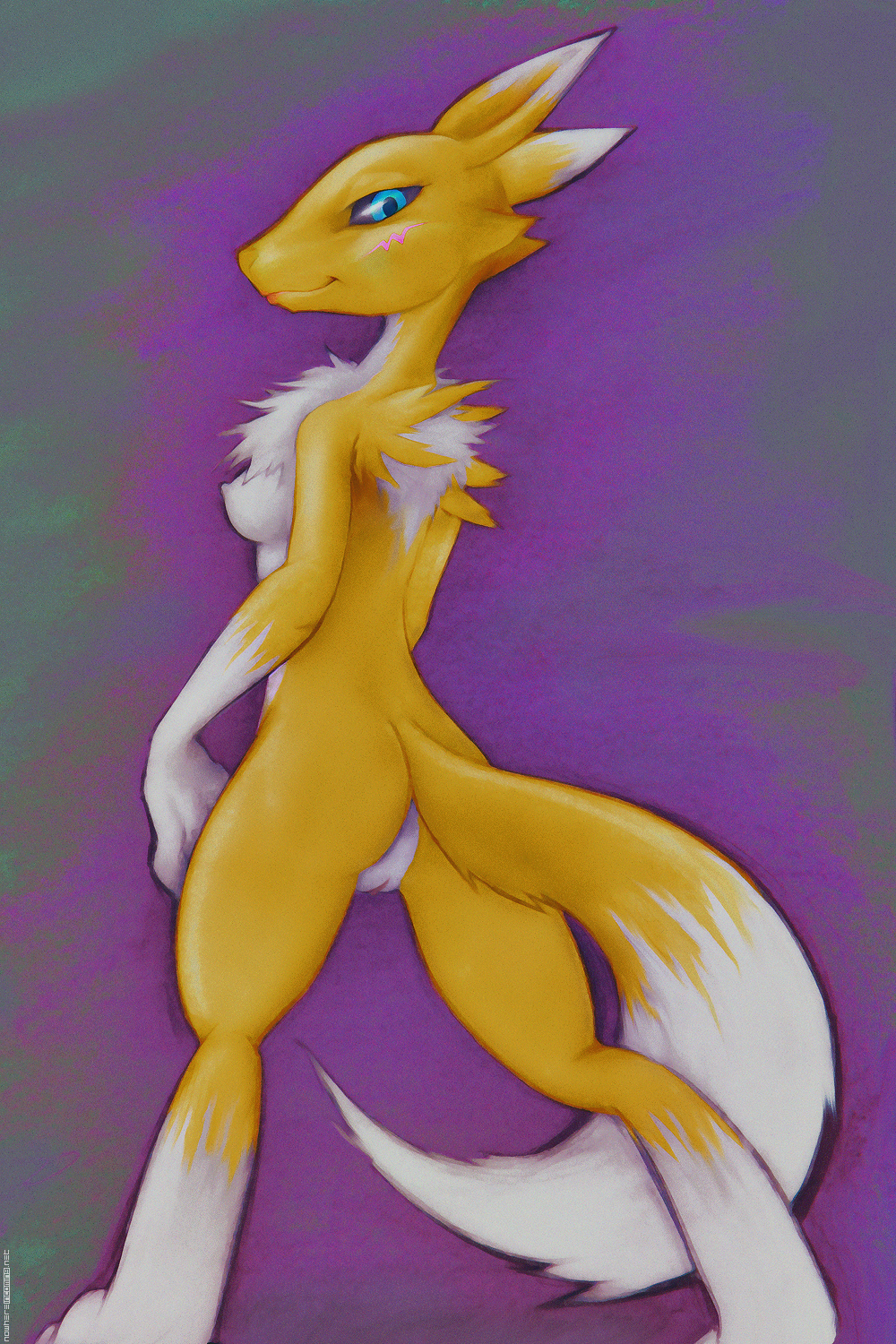 anthro breasts butt darkdoomer digimon female hi_res looking_back mammal nude pussy renamon solo