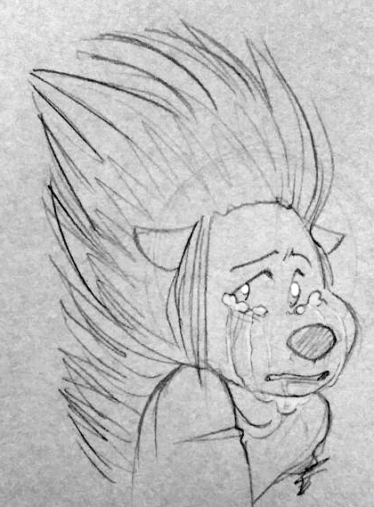 anthro ash_(sing) black_and_white crying female ilonacho mammal monochrome porcupine quills rodent sad sing_(movie) solo tears traditional_media_(artwork)