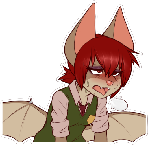 2018 antiroo bat batty clothing female mammal open_mouth school_uniform solo sticker telegram uniform