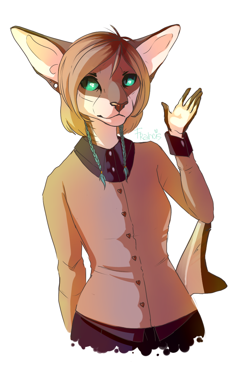 anthro clothed clothing feline female franciscassidy hair looking_at_viewer mammal smile solo