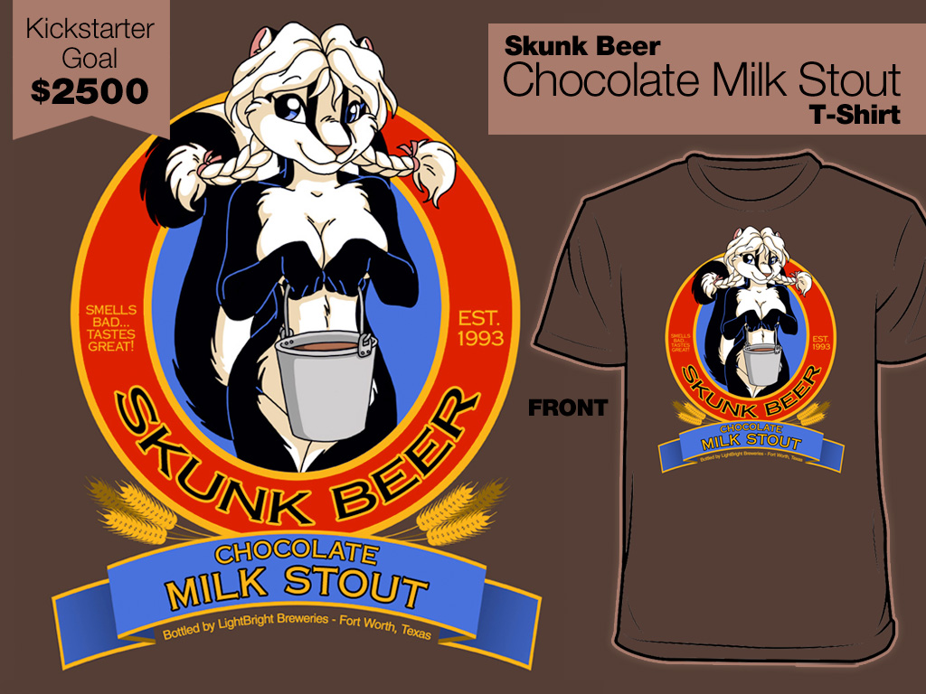 2017 alcohol anthro beer beverage blue_eyes breasts bucket clothing female grain mammal michele_light nude pigtails pink_nose platinum_blonde shirt skunk solo