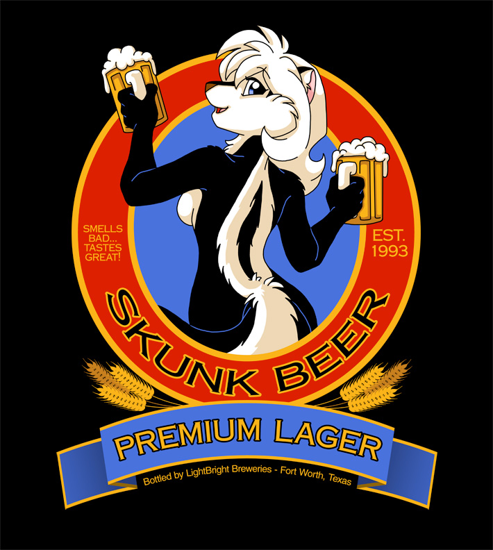 1993 2017 alcohol anthro beer beverage classic drinking female grain lager mammal michele_light nude platinum_blonde purple_eyes rear_view skunk solo stripe