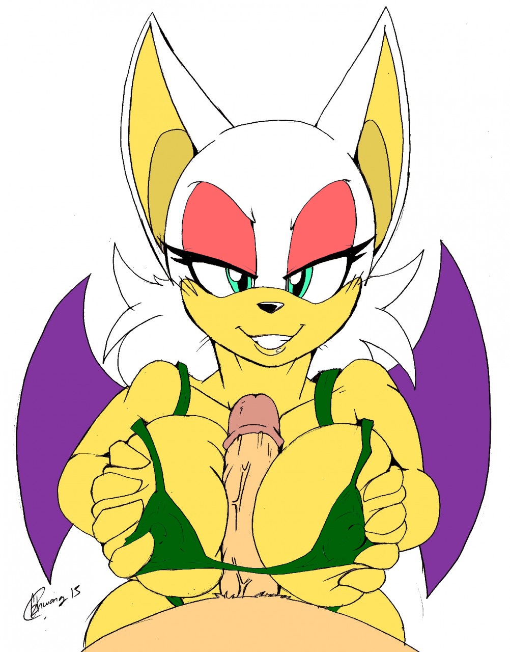 akatsukishiranui-fox anthro bat breasts duo female first_person_view hi_res male male/female male_pov mammal rouge_the_bat sex sonic_(series) titfuck