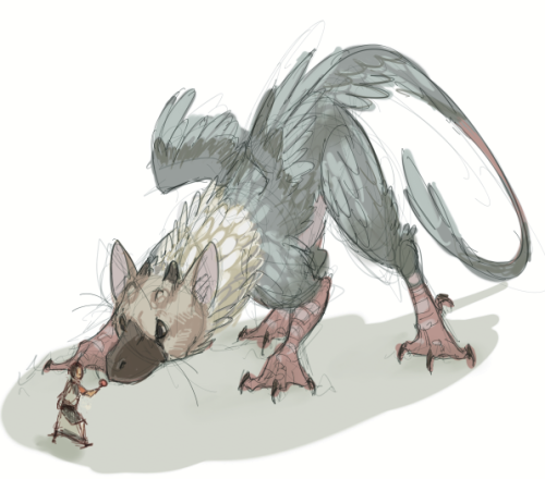crouching human mammal playful playing simple_background size_difference supahbeefcakes trico white_background