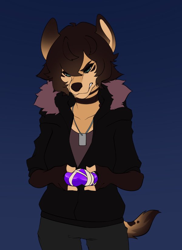 anthro canine clothed clothing female half-closed_eyes jewelry mammal necklace puccaruu simple_background solo standing