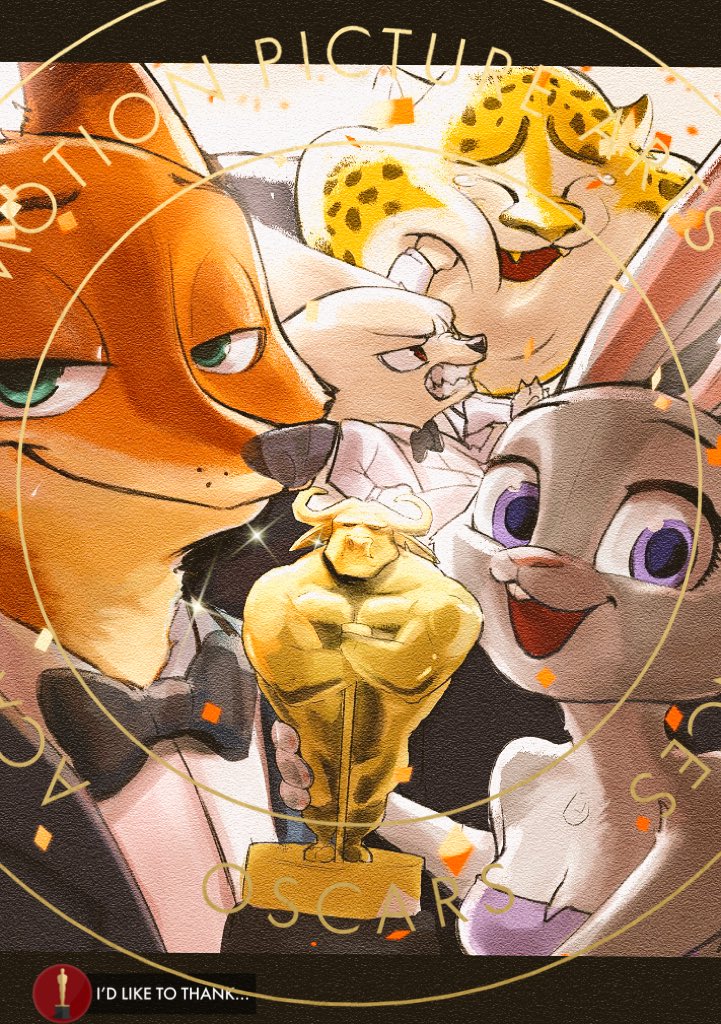 2017 anthro benjamin_clawhauser canine cheetah disney duo feline female fennec finnick fox fur gidora_(artist) judy_hopps lagomorph male mammal nick_wilde rabbit zootopia