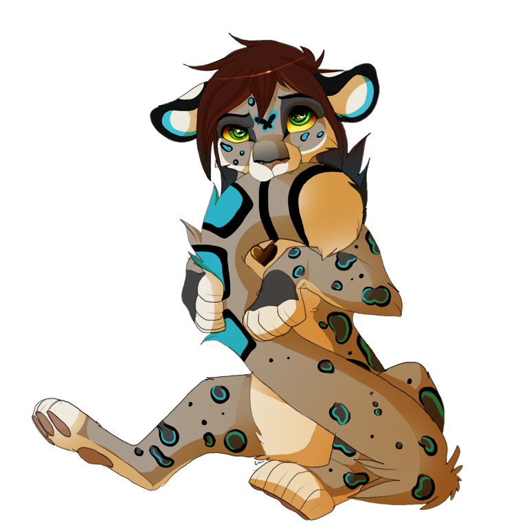 alpha_channel brown_hair feline feral fur green_eyes grey_fur hair kitchiki leopard mammal paws simple_background sitting smile solo transparent_background