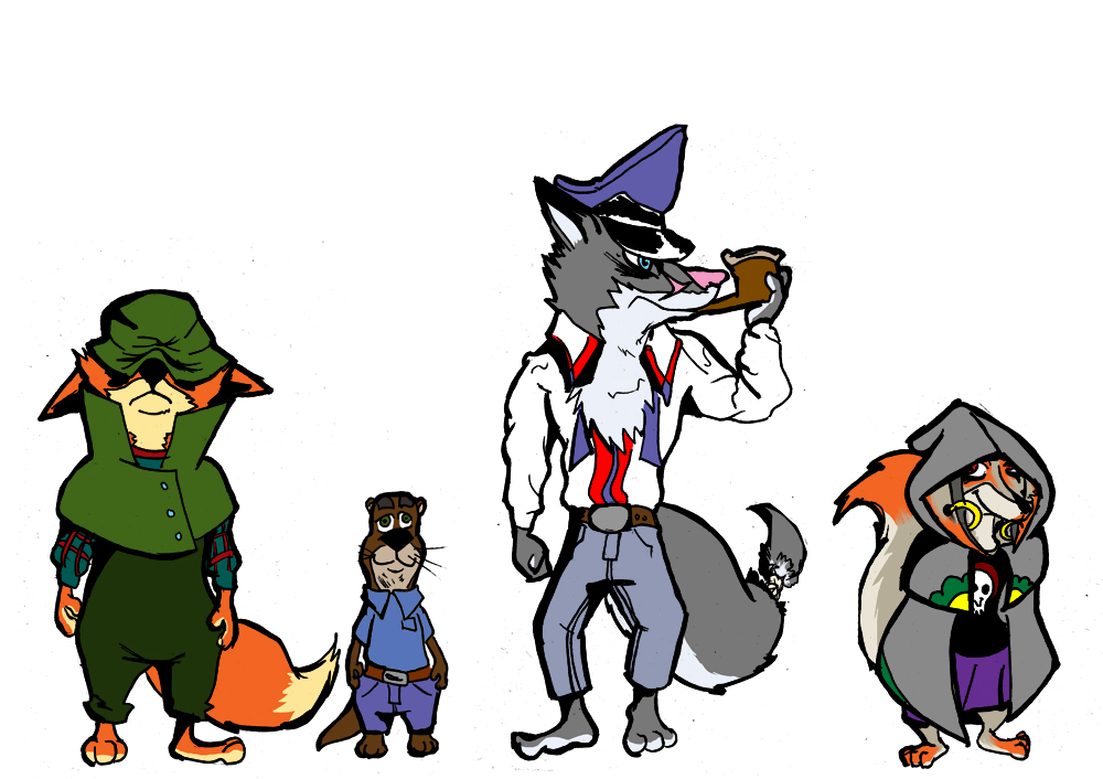 anthro barney bittie canine captain captain_vulkov clothed clothing disney fan_character female fox fur jinksa male mammal mr.cinnd rain_coat simple_background smile smoking wolfport zootopia