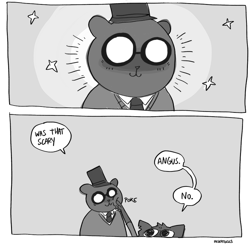 2017 angus_(nitw) bear cat comic feline insertdisc5 mae_(nitw) mammal night_in_the_woods simple_background