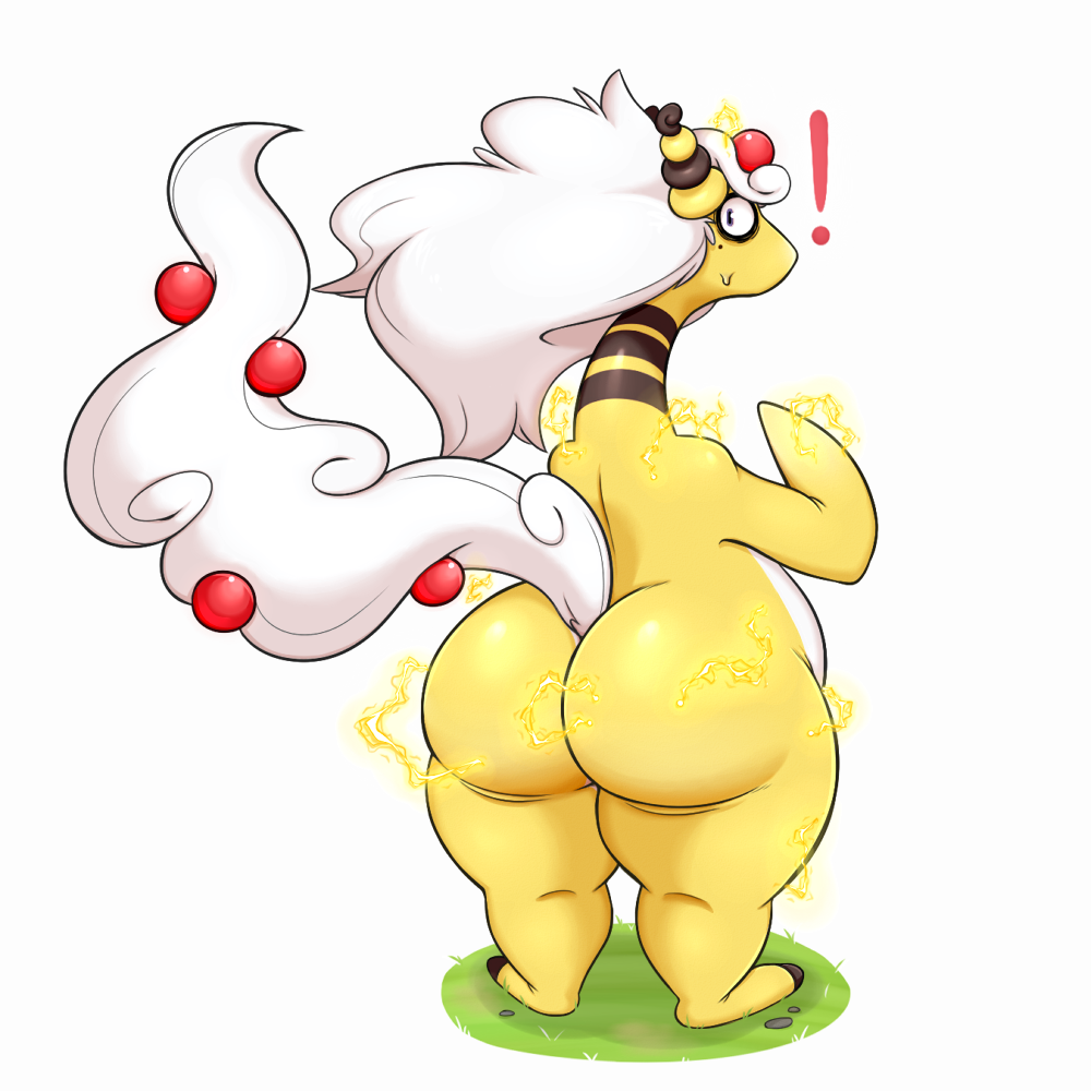 ! 2015 abstract_background amelia_(xingscourge) anthro awkward beauty_mark big_butt butt digital_media_(artwork) electricity female fluffy fluffy_tail fur grass hair looking_at_viewer looking_back mega_ampharos mega_evolution mole_(marking) multicolored_skin nintendo nude overweight overweight_female pok&eacute;mon rear_view simple_background slightly_chubby solo stare stripes surprise thick_thighs two_tone_skin video_games white_background white_hair white_skin xingscourge yellow_fur yellow_skin