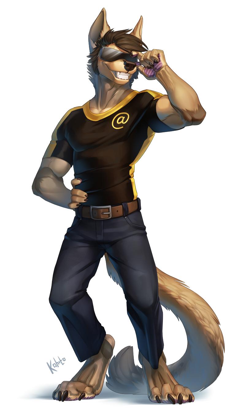 anthro biceps canine clothed clothing dog kahito_slydeft_(artist) male mammal