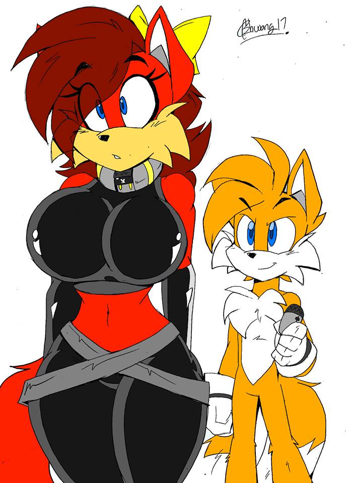 akatsukishiranui-fox animal_humanoid big_breasts blonde_hair bow breasts canine collar fiona_fox fox fox_humanoid hair humanoid invalid_tag maledom mammal miles_prower red_hair short_hair sonic_(series) sonic_the_hedgehog_(series) submissive tech_control video_games