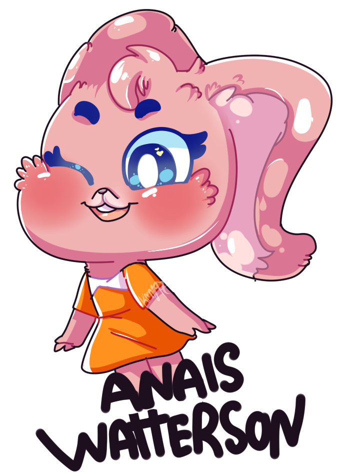2017 alpha_channel anais_watterson anthro blue_eyes blush cartoon_network clothed clothing digital_media_(artwork) female fur kmf97 lagomorph mammal one_eye_closed pink_fur rabbit shine_eyes simple_background smile the_amazing_world_of_gumball transparent_background young