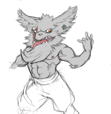 abs anthro blind_eye chin_tuft clothed clothing ear_piercing front_view fur kled_(lol) league_of_legends male mammal muscular muscular_male navel nipples open_mouth pecs piercing pose scar sharp_teeth simple_background solo standing teeth tongue tongue_out topless video_games white_background white_fur wkd yordle