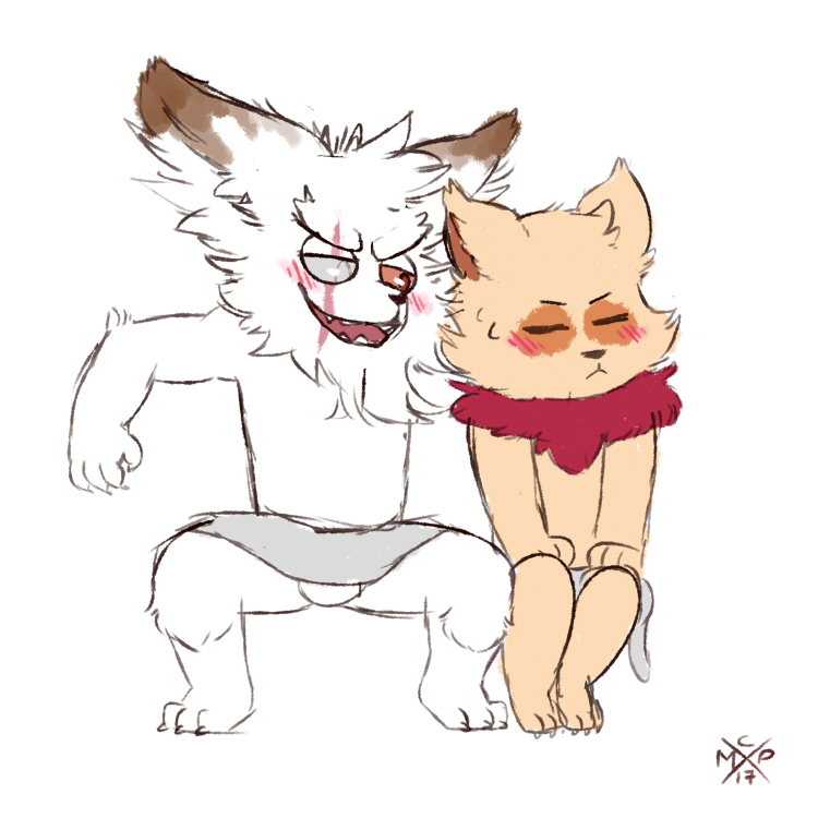 2017 4_fingers age_difference ageplay anthro black_nose blush brown_markings cheek_tuft chest_tuft chin_tuft claws colored cute digital_drawing_(artwork) digital_media_(artwork) ear_tuft eyes_closed fist flat_colors fluffy frown fur head_tuft huff imminent_sex inner_ear_fluff kled_(lol) league_of_legends leg_tuft male mammal markings mature_male monochromepup multicolored_fur nude older_male open_mouth red_fur scar sharp_teeth simple_background sitting sweat tan_fur teemo_(lol) teeth tuft two_tone_fur video_games white_claws white_fur yordle younger_male