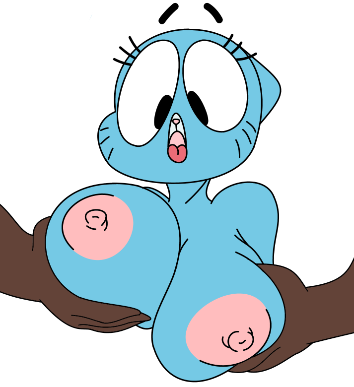 2015 anthro areola big_breasts breast_fondling breasts cartoon_network cat erect_nipples feline female fondling hand_on_breast mammal mature_female nicole_watterson nipples parent sunibee the_amazing_world_of_gumball