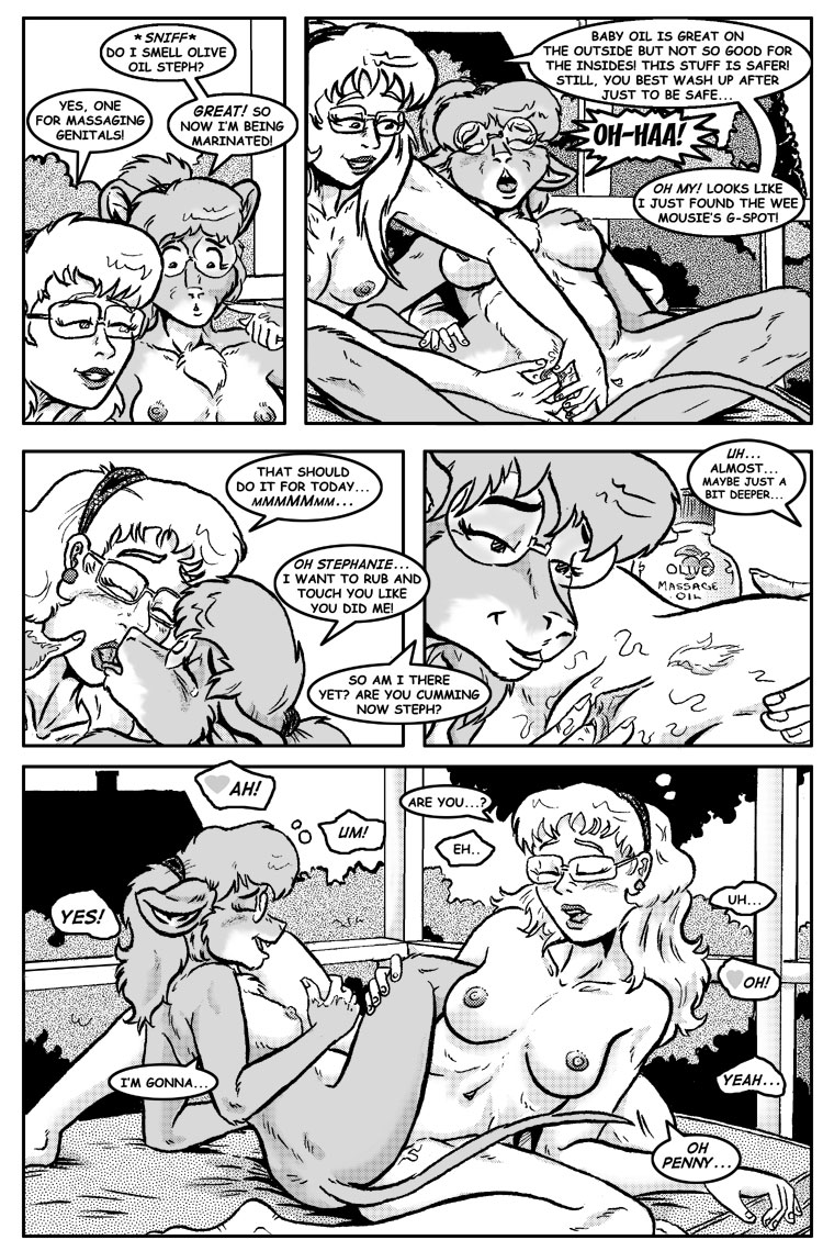 anthro breasts comic eyewear female female/female fingering glasses human human_on_anthro interspecies mammal massage mouse nude outside penny_pound pregnant pussy rodent sex style_wager tribadism tuft
