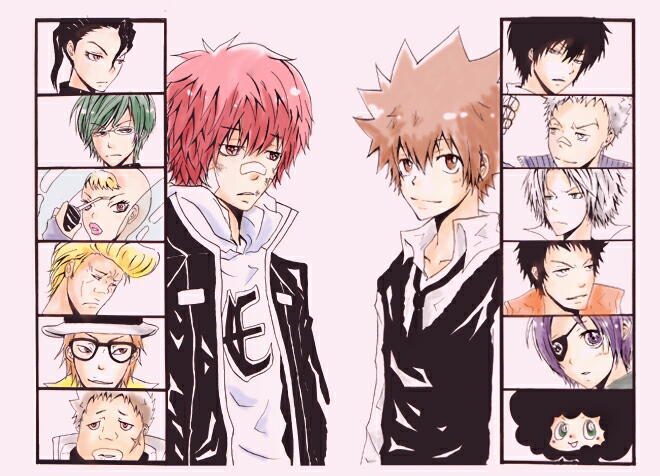 aoba_koyo chrome_dokuro gokudera_hayato hibari_kyoya katekyo_hitman_reborn katou_julie kozato_enma lambo mizuno_kaoru ooyama_rauji sasagawa_ryohei sawada_tsunayoshi shitt_p suzuki_adelheid yamamoto_takeshi