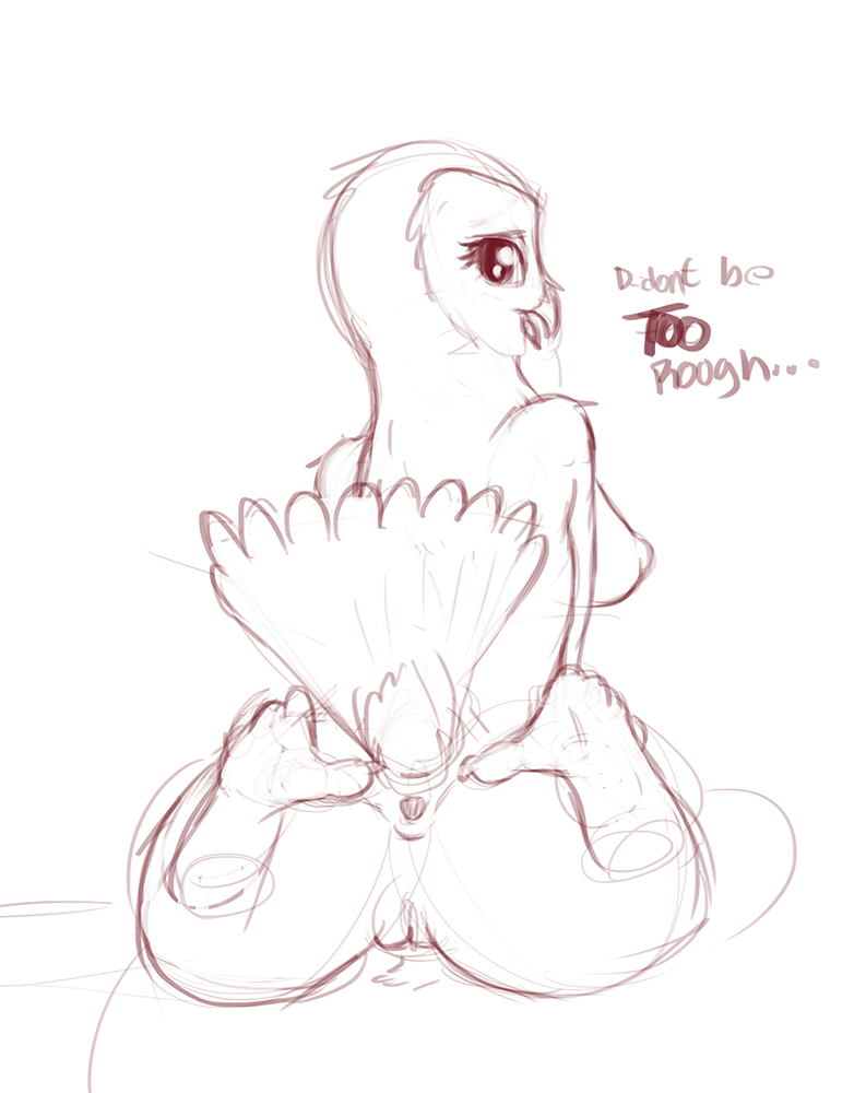 anthro anus avian barn_owl beak big_breasts bird breasts butt claws dialogue digital_drawing_(artwork) digital_media_(artwork) disembodied_hand duo english_text eyelashes face_tuft feathers female first_person_view head_tuft inviting looking_at_viewer looking_back monochrome nipples non-mammal_breasts nose_tuft nude nyar open_mouth owl presenting presenting_anus presenting_hindquarters puffy_nipples pussy raised_tail rear_view red_and_white shoulder_tuft simple_background sketch solo_focus spread_anus spreading stuttering tail_feathers talking_to_viewer text tuft white_background wide_hips