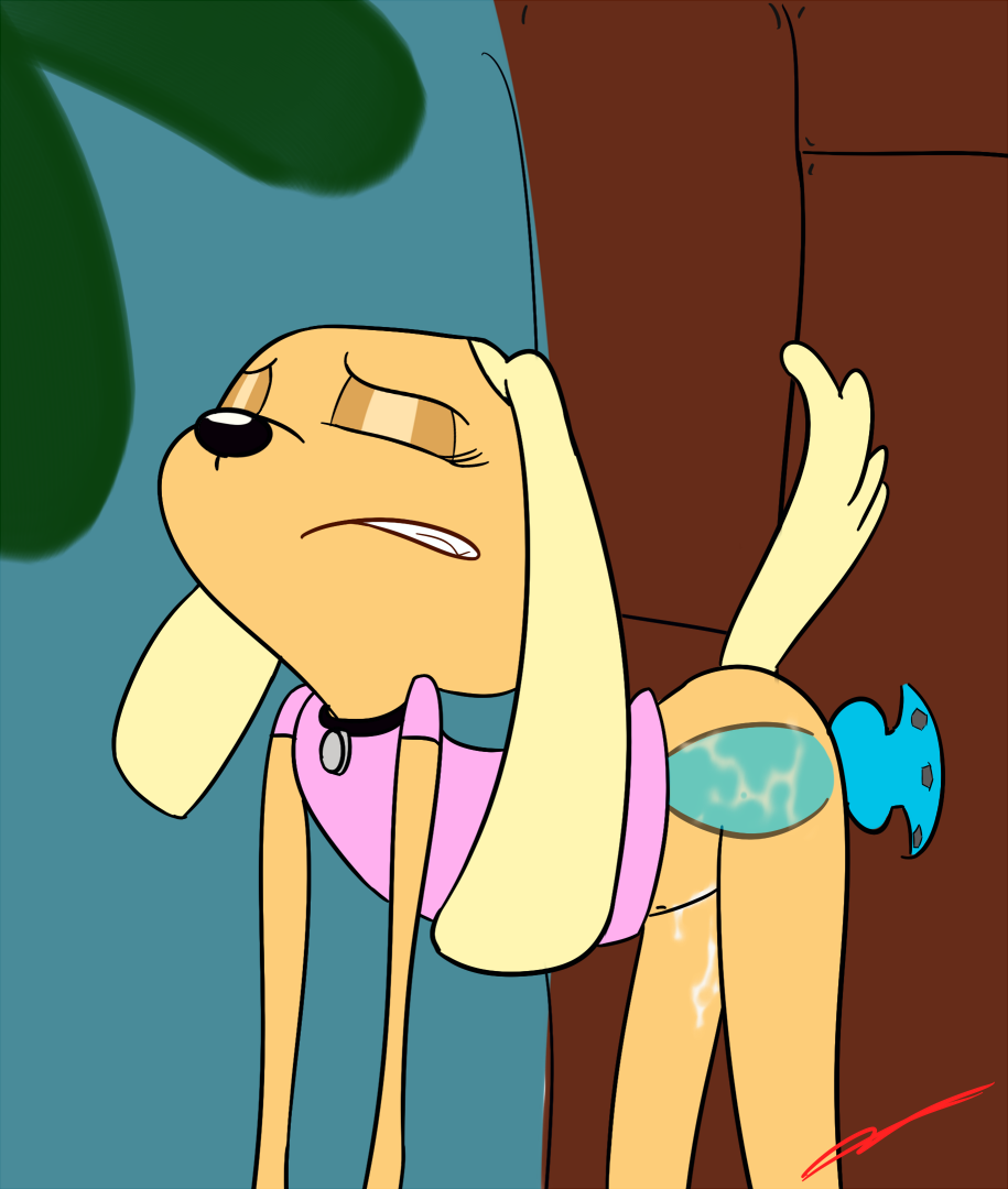 anthro bottomless brandy_and_mr._whiskers brandy_harrington canine clenched_teeth clothed clothing dildo disney dog female kamperkiller_(artist) knot mammal mixed_breed penetration pussy_juice sex_toy teeth