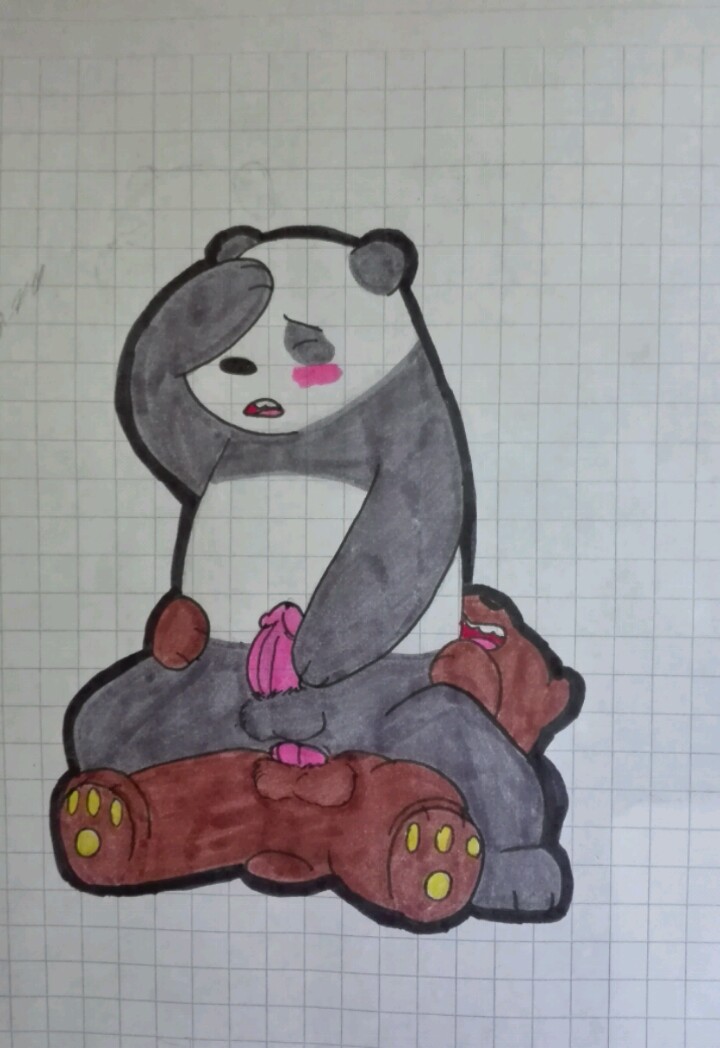 anal anal_penetration bear blush cartoon_network grizzly_(character) grizzly_bear male male/male mammal on_top panda panda_(character) penetration penis reverse_cowgirl_position sex somcrule traditional_media_(artwork) we_bare_bears
