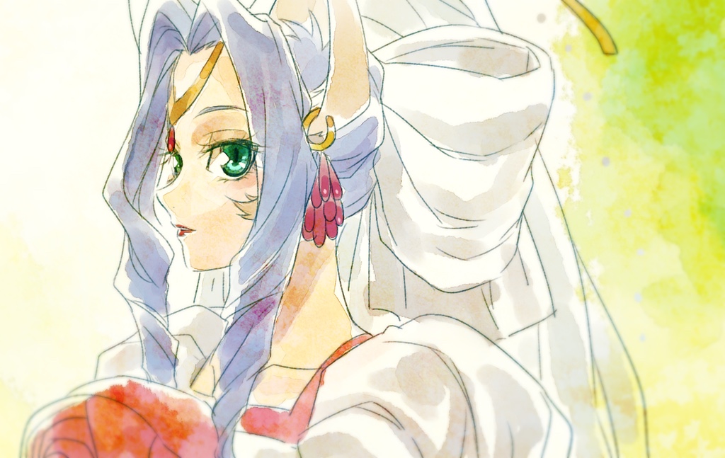 1girl agarte_lindblum animal_ears aqua_eyes blue_hair earrings flower lips lipstick rose tales_of_(series) tales_of_rebirth veil