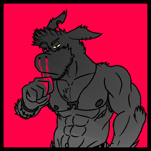 abs anthro armpit_hair blood clothing facial_hair fur gabo(urbanmonster) gremlin male muscular nipples nosebleed pecs simple_background solo urbanmonster