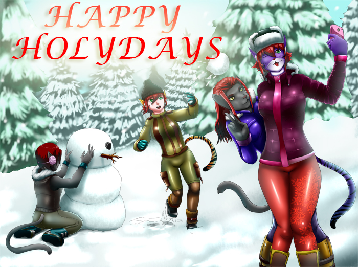 abs action_pose amused animal_humanoid anthro athletic attack black_fur black_stripes cat cat_tail cellphone claws clothed clothing comic demon dragonwrath eterno feline female fur gold_fur grey_fur hair happy holidays humanoid hybrid kellia kellia_heart keyfay_heart mammal mia open_mouth panther paws phone pine_tree pink_nose pink_skin pointy_ears pose purple_fur red_hair selfie shadyss skellos snow snowman stripes the_awakening tiger tiger_tail tongue tongue_out toque tree werebeast weretiger white_fur winter winter_clothing